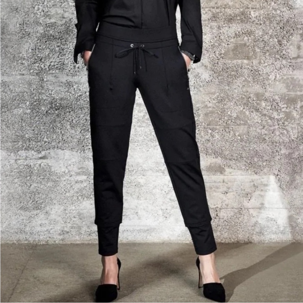 Raffaello Rossi Women’s Black High Tech Stretch Drawstring Candy Pants 42, US 12